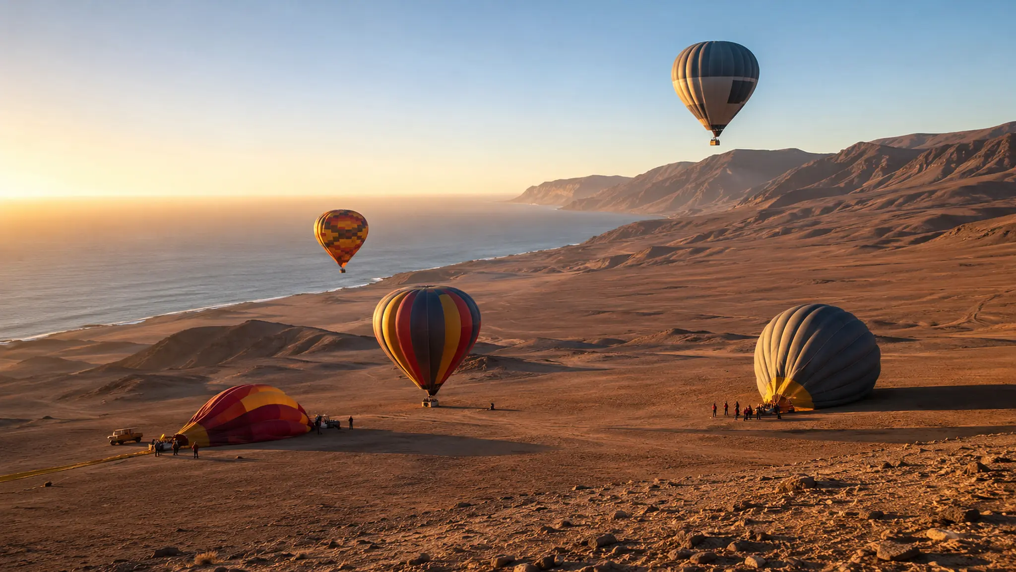 Globos aerostáticos proyectados sobre el Desierto de Atacama